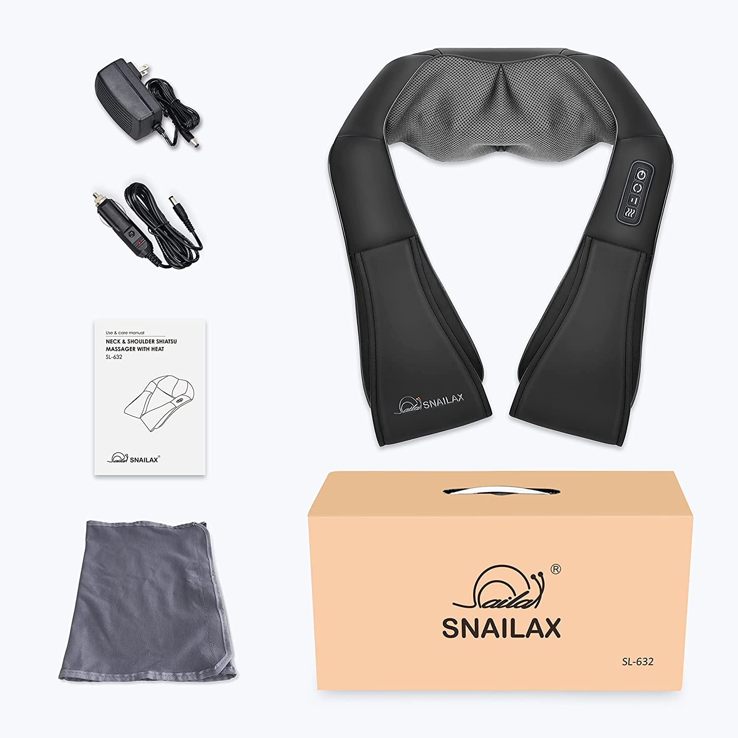 Shiatsu Neck and Shoulder Massager - Back Massager with Heat, Deep Kneading Electric Massage Pillow for Neck, Back, Shoulder,Foot,Body