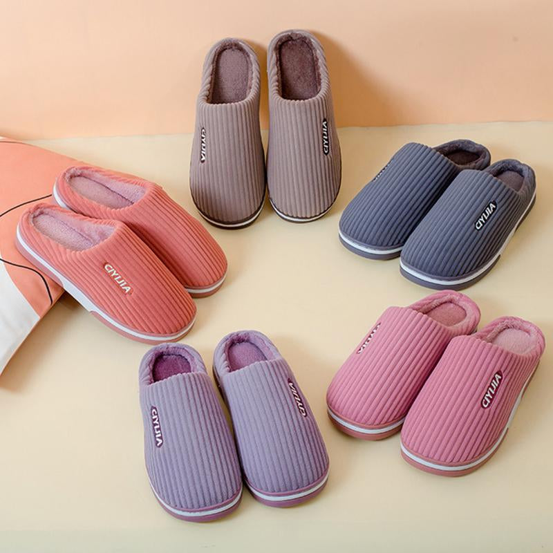 Men'S Women'S Winter Home Cotton Print Thermal Slippers Casual Home Shoes Slippers