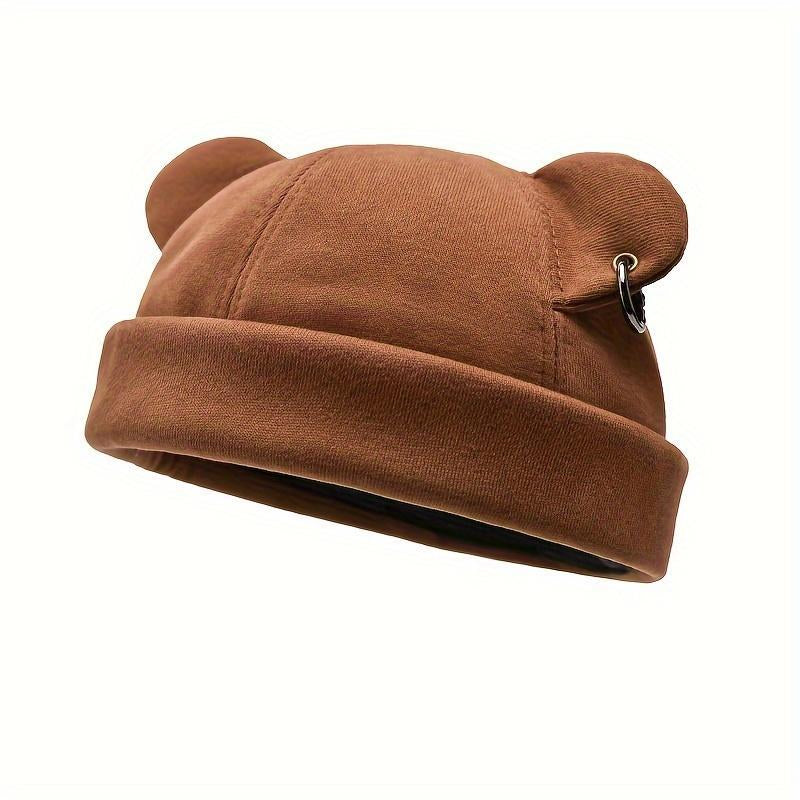 1 Piece Unisex Brimless Cap with Rolled Cuff – Adjustable Strap Fits All Head Sizes, No Flat Hairstyle! Perfect for Daily Errands, Sports & Casual Outings