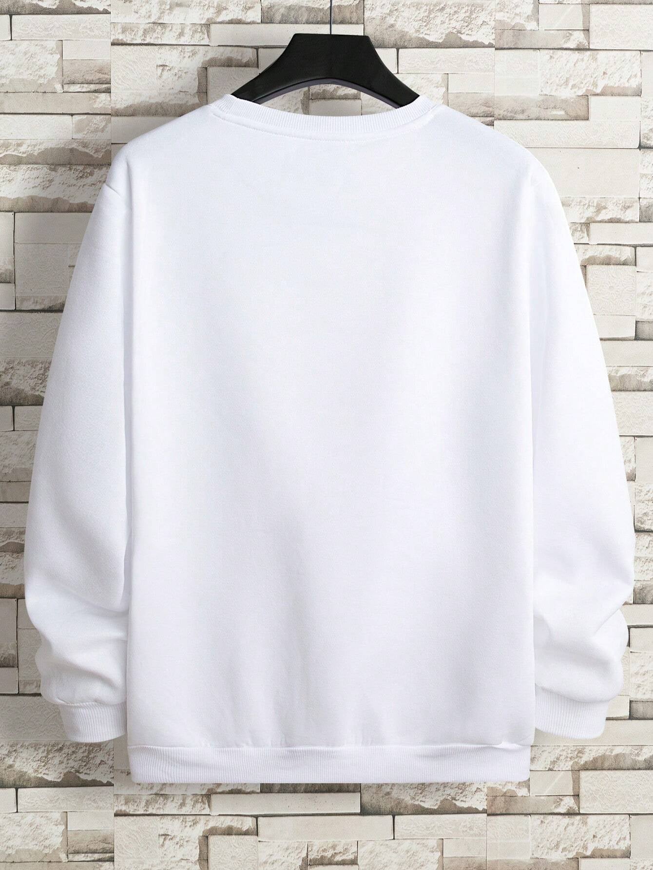 Manfinity Dauomo Men Letter Graphic Thermal Lined Sweatshirt , Fall Winter
