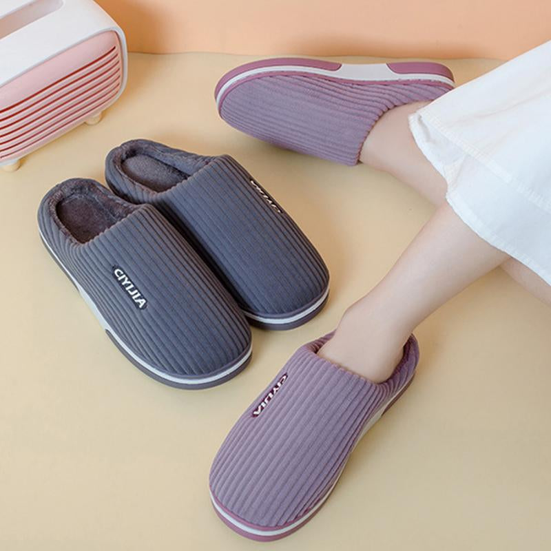 Men'S Women'S Winter Home Cotton Print Thermal Slippers Casual Home Shoes Slippers