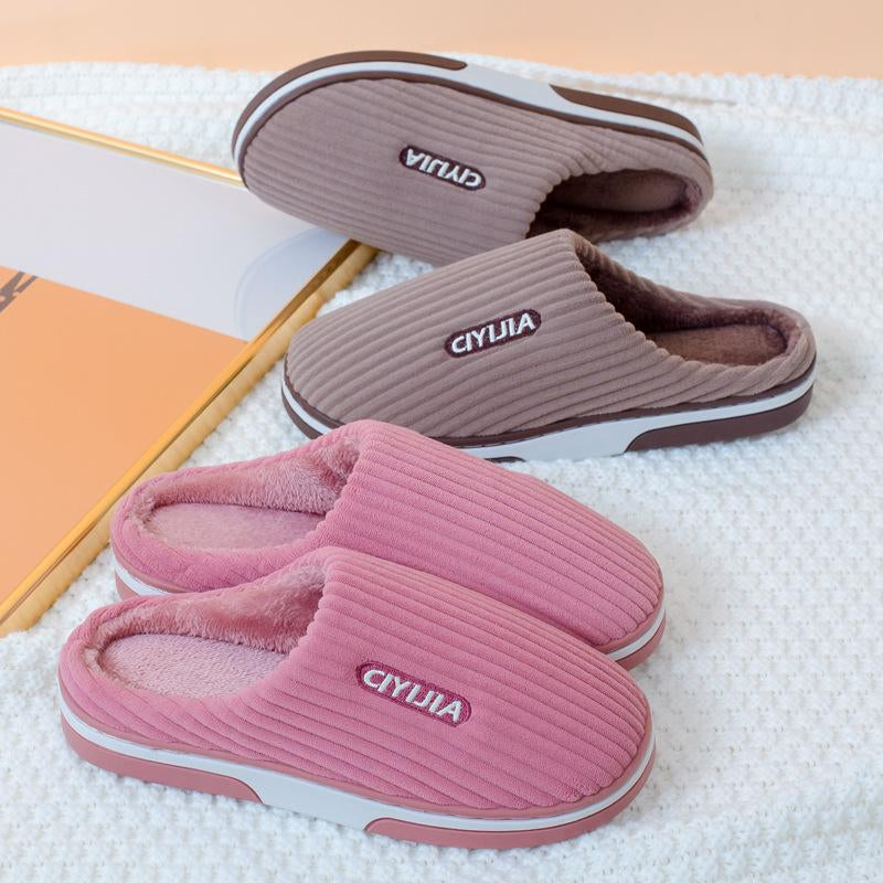 Men'S Women'S Winter Home Cotton Print Thermal Slippers Casual Home Shoes Slippers