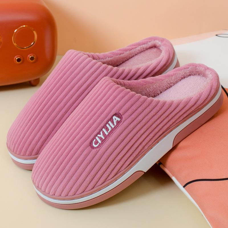 Men'S Women'S Winter Home Cotton Print Thermal Slippers Casual Home Shoes Slippers