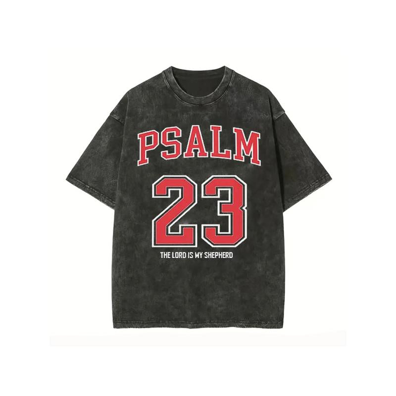 Washed, Classic Letter Size 23 Printed T-Shirt, High-Quality Wax Printed Cotton Retro Fashion Brand T-Shirt, Suitable for Summer T-Shirt with a Certain Thickness, Holiday Gift